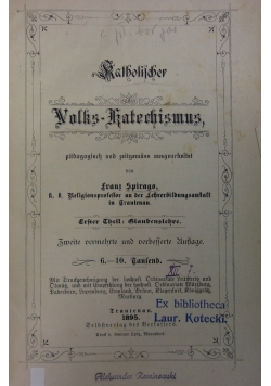 Ratholicher Wolks-Katechismus ,1895r.