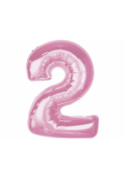 Balon foliowy cyfra 2 jasnoróżowa Smart 92cm