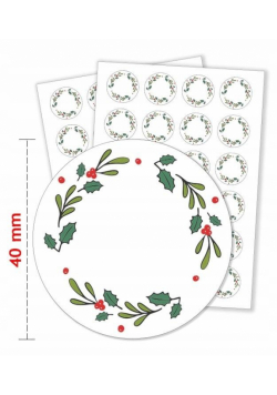 Naklejki świąteczne białe 4cm 48szt