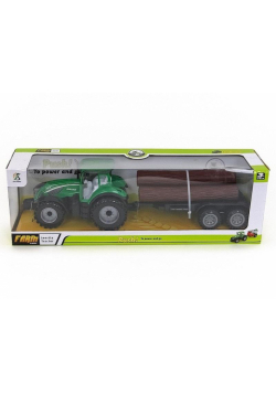 Traktor z przyczepą i drzewem