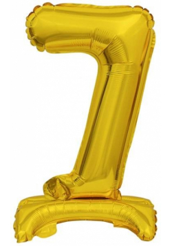 Balon foliowy mini cyfra 7 ze stopką złota 22x40cm