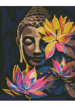 Diamentowa mozaika - Budda z lotosami 40x50cm