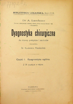 Dyagnostyka chirurgiczna 1903 r.