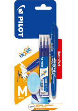 Pióro kulkowe Frixion ball + 3 wkłady + 1 gumka niebieski Pilot