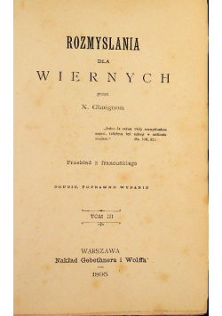 Rozmyślania dla wiernych Tom III 1895 r.