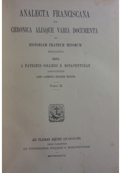 Analecta Franciscana sive chronica aliaque varia documenta,1887r.