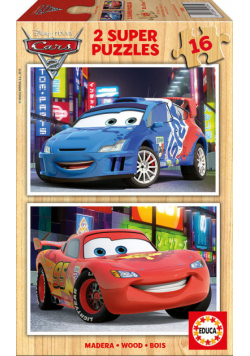 Auta CARS drewniane puzzle dla dzieci 2 x 16 elementów