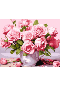 Malowanie po numerach - Różowe róże 40x50cm