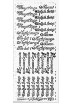Stiker ażurowy z napisami polskimi10x23cm srebrny