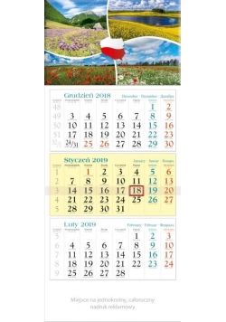 Kalendarz 2019 Trójdzielny Widokówka KT3