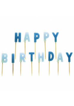 Zestaw świeczek "happy birthday" niebieskie