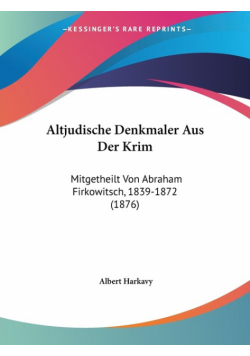 Altjudische Denkmaler Aus Der Krim