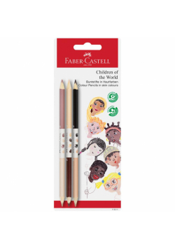 Kredki dwustronne w odcieniach skóry children of the world 3 sztuki blister faber-castell
