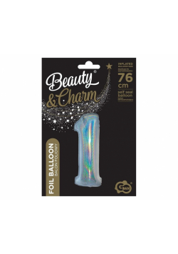 Balon foliowy B&C cyfra 1 holograficz srebrna 76cm