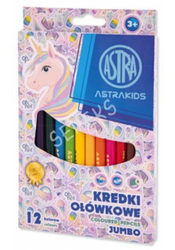 Kredki ołówkowe okrągłe Jumbo Astrakids Unicorn 12 kolorów