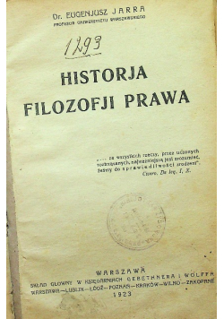 Historja filozofji prawa 1923 r.