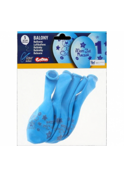Balony Premium "Moje 1 urodziny" ( niebieski), 12" 5 sztuk
