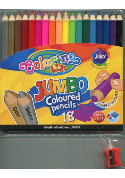 Kredki ołówkowe Colorino okrągłe Jumbo 18 kolorów + temperówka