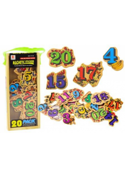 Zestaw magnesy drewniane cyfry obrazki 20szt