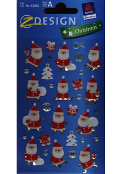 Naklejki świąteczne błyszczące 3D Z Design Christmas Mikołaje