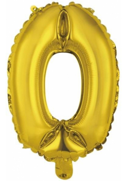 Balon foliowy mini cyfra 0 złota 30,5x40cm