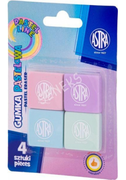 Gumka kwadratowa pastelowa Astra Pastel Line 4 szt.