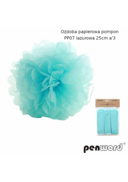 Ozdoba papierowa pompon lazurowa 25cm 3szt