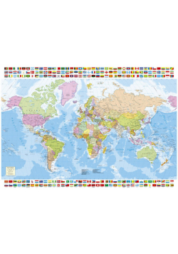Puzzle 1500 Mapa polityczna Świata z flagami