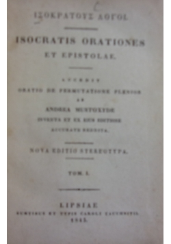 Isocratis orationes et epistolae, 1845 r.