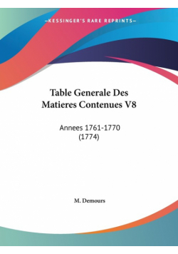 Table Generale Des Matieres Contenues V8