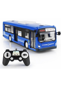 Autobus zdalnie sterowany z otwieranymi drzwiami niebieski