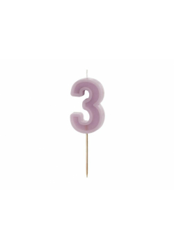 Świeczka urodzinowa 3 fiolet 6cm