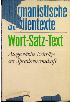 Germanistische studientexte Wort - Saz - text