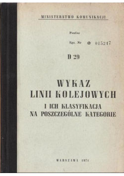 Wykaz linii kolejowych i ich klasyfikacja