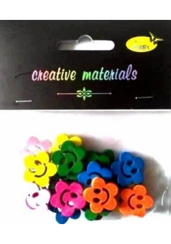 Guziki drewniane kolorowe kwiatki 20mm 6g