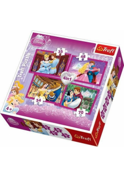 Puzzle 4w1 Księżniczki Zakochane pary