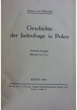 Geschichte der Judenfrage in Polen ,1918r.