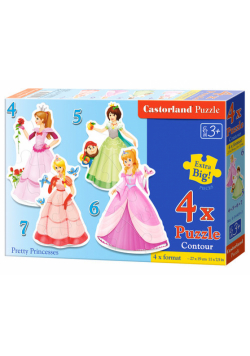 4x1 Puzzle Konturowe Pretty Princesses / B-04409