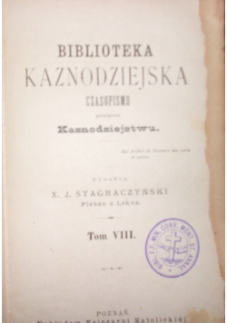 Biblioteka Kaznodziejska, tom VIII, 1891.,