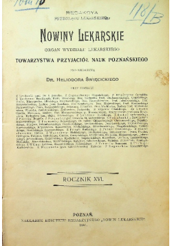 Nowiny Lekarskie Rocznik XVI Zeszyt 1 do 12 1904 r.