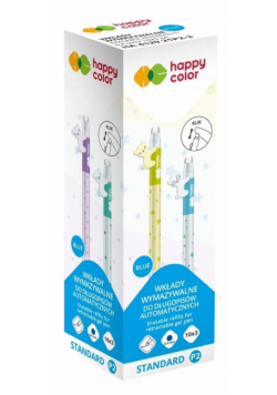 Wkłady do długopisu automatycznego wymazywalnego Hello Bears 0.4 mm niebieskie 3 sztuki Happy Color