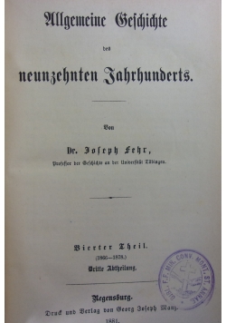 Allgemeine Geschichte des neuzehnten Jahrhunderts, 1883r.