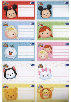 Naklejki szkolne na zeszyty Tsum Tsum 10 sztuk