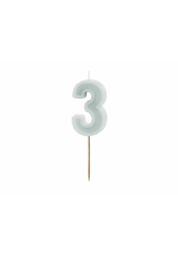Świeczka urodzinowa 3 jasna mięta 6cm