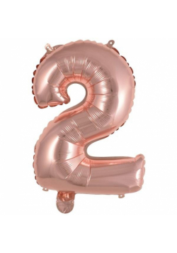Balon foliowy mini cyfra 2 różowe złoto 37,5x40cm