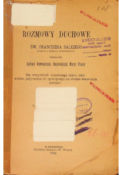 Rozmowy duchowe Św. Franciszka Salezego, 1902 r.