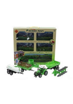 Traktor z zestawem przyczep i maszyn rolniczych