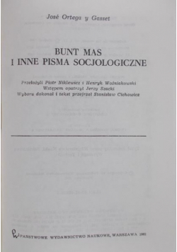 Bunt mas i inne pisma socjologiczne