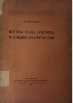 Historja religji i filozofja w romansie Jana Potockiego, 1920r.