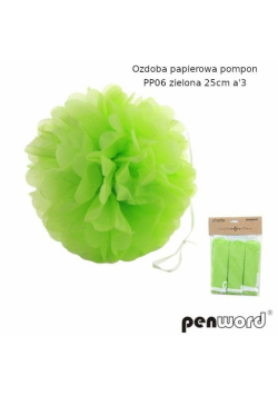 Ozdoba papierowa pompon zielona 25cm 3szt